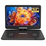 POFOTO 17.5” Portable DVD Player with 15.6” Large HD Screen, 6 Hours Rechargeable Battery, Dual Speakers, Region Free, Remote Control, Support Multi-Format Sync TV, USB/SD, Black