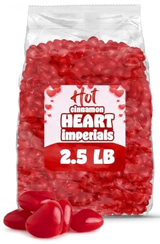 Cinnamon Imperial Hearts 2.5 lb Bold Red Cinnamon Heart Valentine’s Day Candy for Gifts, Classroom Treats, Candy Jars & Dessert Tables Gluten Free Resealable Bulk Bag