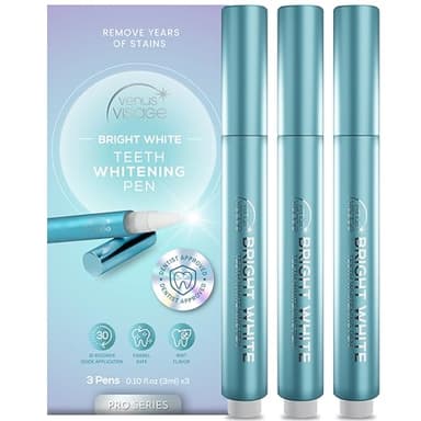 Venus Visage Teeth Whitening Pen - Effective Teeth Whitening Gel - 40+ Uses - Professional Formula - Mint Flavor - No Sensitivity (0.10 Fl Oz (Pack of 3))
