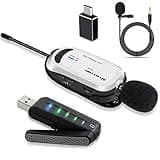 Alvoxcon Wireless Lapel Microphone for Computer, USB lavalier Mic System for MacBook, Android, PC, Laptop, Speaker, Zoom Meeting, Teacher Podcasting, Vlog, YouTube, Conference, Vocal Recording,
