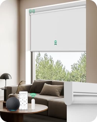 Allesin Motorized Roller Blinds with Remote Control for Windows, Blackout Automatic Smart Shades,Dry Battery Powered Electric Blind (White 27" W x 72" H)