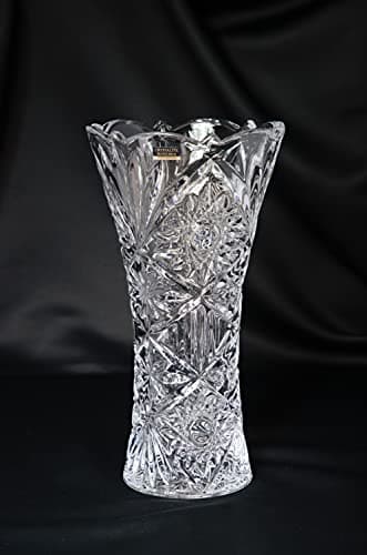 Czech Bohemian Crystal Glass Vase 12" ''Miranda'' Vintage Design Elegant Centerpiece Flower Vase Home Decor Wedding Birthday Housewarming Anniversary