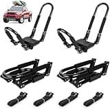 Ediors Folding Kayak Roof Rack 2 Pairs, 4pcs J-Bar Car Roof Racks for Kayak, Canoe, Paddle Boards, Skiboard, Surfboard, Foldable Kayak Roof Carrier for Car, SUV, Truck, Black (Folding Kayak Rack)