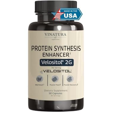 VINATURA Velositol Supplements for Men - Protein Synthesis Enhancer for Strength and Muscle Support, 90 Capsules