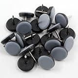 Suiwotin 24pcs 3/4" (19mm) Nail on Furniture Sliders, Round Teflon Chair Leg Gliders, Furniture Feet Glides, Furniture Movers Slides Floor Protectors for Carpet, Hardwood Floor (Grey, Black)