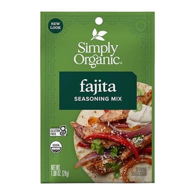 Simply Organic Fajita Seasoning Mix, Gluten Free, Certified Organic, Kosher - Chicken Fajita Seasoning - Pure Flavor for Tacos, Stir-Fries, Mexican Dishes, and More | 1.13 Ounce (Pack of 1)