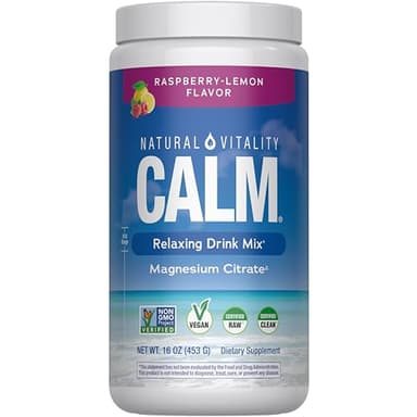 Natural Vitality Calm Magnesium 16oz Powder | Raspberry Lemon Flavored Supplement | Non-GMO, Vegan & Gluten Free Formula