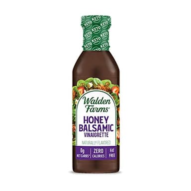 Walden Farms Honey Balsamic Vinaigrette – Calorie-Free, Low Carb, Keto-Friendly, Vegan, Sugar-Free Dressing with Sweet Honey & Tangy Balsamic – 12 oz Bottle