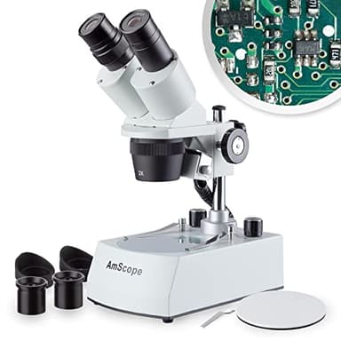 AmScope Cordless LED Two Lights Stereo Microscope 20x-40x