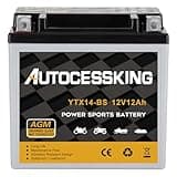 YTX14-BS Motorcycle Battery, 12V 12Ah SLA Batteries Maintenance Free Scooter ATV AGM Replacement Battery