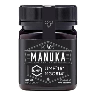 Kiva Raw Manuka Honey - Certified UMF 15+, MGO 514+ 100% Pure Genuine New Zealand, Non-GMO, Traceable (8.8oz/250g Bottle)