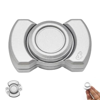 3-in-1 Magnetic Fidget Toy for Adults, Compact Stress Relief Spinner with Silent Clicker & Smooth Slider, Zinc Alloy Metal Pocket-Sized Stress Reduction Tool (Silver) ﻿