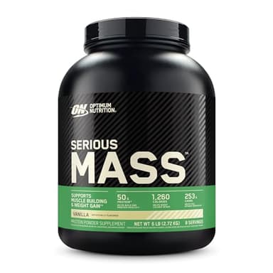 Optimum Nutrition Serious Mass, Weight Gainer Protein Powder, Mass Gainer, Vitamin C and Zinc for Immune Support, Creatine, Vanilla, 6 Pound (Packaging May Vary)