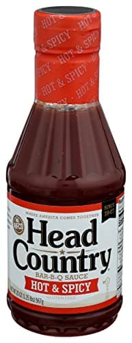 Head Country Bar-B-Q Sauce, Hot & Spicy | Soy Free, Gluten Free Spicy BBQ Sauce With No Added Preservatives | Spicy & Tangy Championship Barbecue Sauce For Pizza, Spuds & Wings | 20 Ounce, Pack of 1