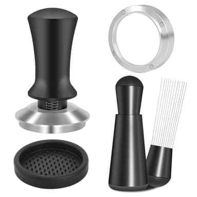 Reoszeank 51mm Espresso Accessories Kit, Spring Loaded Calibrated Tamper, WDT Tool and Dosing Funnel Set Fits Delonghi 51 mm Espresso Coffee Machines and Portafilter