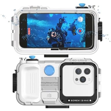 Upgrade Waterproof Phone Case, Underwater Phone Cases for Snorkeling and Diving, [131FT/40M] Professional Scuba Dive Waterproof Phone Case for Most iPhone and Android Underwater Photo Video