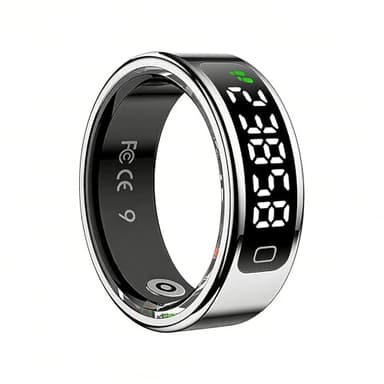 Smart Ring for Women Men, Health Fitness Tracker with Touchscreen Display, Heart Rate/Blood Oxygen/Sleep Monitor, Activity Tracker, 1ATM Waterproof, Compatible with iPhone & Android (Sliver, 7)
