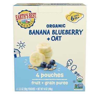 Earth's Best Organic Banana Blueberry Oat Pouch, 3.5 oz (Pack of 4)