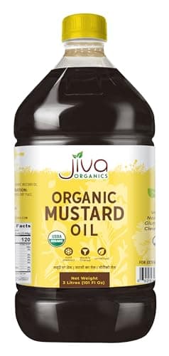 Jiva Organics Organic Mustard Oil 3 Liter Bottle (101 Fl Oz) - Non-GMO, Premium, Cold Pressed