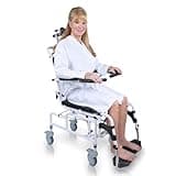 Vive Reclining Shower Chair with Wheels - Commode Wheelchair for Seniors, Disabled, Bariatric & Handicap - Padded Transfer Rolling Chairs with Arms - Portable, Foldable & Waterproof - Extra Wide Seat