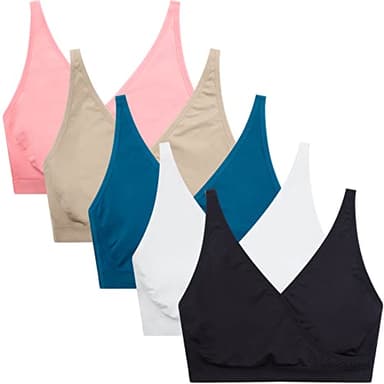 Suekaphin 5pack Nursing Bra Maternity Bra Breastfeeding Sleeping/Sleep Bra Pregnancy Women's Seamless Bralette Wirefree,XLarge,Black/Nude/White/Pink/HuntGreen