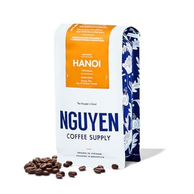 Nguyen Coffee Supply - Hanoi Robusta: Dark Roast Premium Whole Coffee Beans, Vietnamese Single Origin, Direct Trade, Low Acid with High Caffeine Content, Roasted in Brooklyn [12 oz Bag]