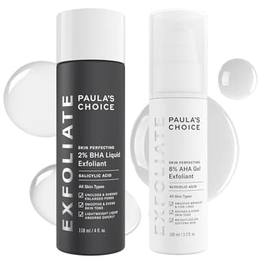 Paula's Choice SKIN PERFECTING 8% AHA Gel Exfoliant & 2% BHA Liquid Duo - Facial Exfoliants for Blackheads, Enlarged Pores, Wrinkles, and Fine Lines w/Glycolic and Salicylic Acid