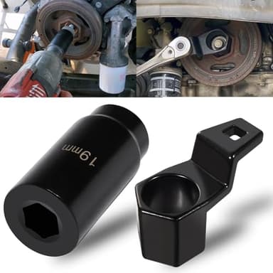 For Honda Crank Pulley Tool 19mm Harmonic Balancer Socket & 50mm Crankshaft Crank Pulley Wrench Holder Removal Holding Spanner Kit For Acura and Honda Engines, Deep Counter-Weighted Socket Tools