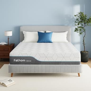 FATHOM Medium Queen Mattress 12 Inch Memory Foam Mattress Queen Size Bed in a Box for Back Pain Relief and Cool Sleep with Gel Foam and Removeable Fiberglass Free Cover, CertiPUR-US Certified