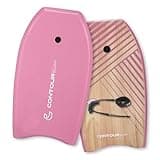 Contour SURF Reed Body Board 33 Inches Bodyboard Body Boards for Beach Kids Lightweight EPS Core Dual Channel Double Swivel Coiled Wrist Leash for All Surfing Levels Magenta