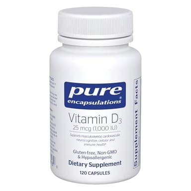 Pure Encapsulations Vitamin D3 25 mcg (1,000 IU) - Supplement to Support Bone, Joint, Breast, Heart, Colon & Immune Health - with Premium Vitamin D - 120 Capsules