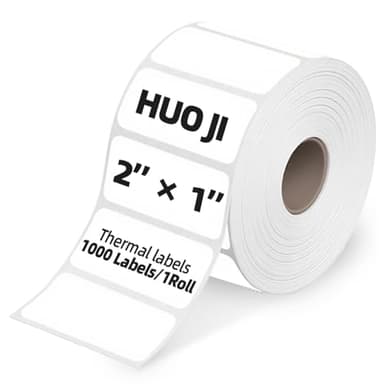 1000 2x1 Thermal Labels Roll, HUOJI White Thermal Printer Labels for Shipping, Barcode, and Packaging, Compatible with Rollo, Zebra, Munbyn Printers(Commercial Grade Stickers)