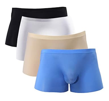YATEEN Men's Traceless Underwear Ice Silk Boxer Brief Black/White/Khaki/Blue XX-Large