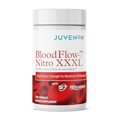 Juvenon BloodFlow-7 XXXL Nitric Oxide Supplements for Men & Women - More Powerful, Longer Lasting Natural Nitric Oxide Booster with Nitrosigine® + S7® - Blood Flow & Circulation Support (1-Pack)