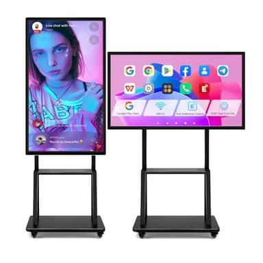 49" Smart Board, Electronic Interactive Smartboard for Classroom, Screen Mirroring, 8+64GB, Android iOS 12.0, Digital Whiteboard for Presention Annotation Live Streaming(Wall Mount Included)