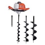 71CC Electric Post Hole Digger, 2 Stroke Gas Auger Post Hole Digger with 4"6"8" Auger Drill Bits & 12" Extension Rod for Farm Garden Plant