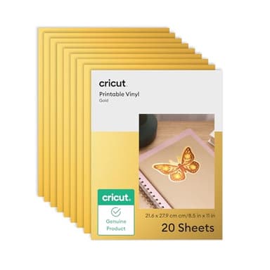 Cricut Gold Vinyl Sticker Paper (20 Sheets, 8.5x11), Printable Stickers for Inket Printer - Compatible with Cricut Maker, Explore, & Joy Xtra Machines