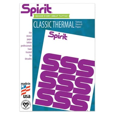 Spirit® Classic Thermal Tattoo Transfer Paper 8.5" X 11" - 100 Sheets, Tattooing Stencil Paper, Proudly made in the USA