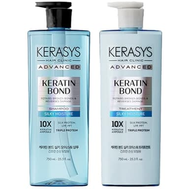 Kerasys Advanced Keratin Bond Shampoo and Treatment Set 20.2 fl oz / 600 ml (Silky Moisture)