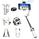 AOCHUAN Gimbal Stabilizer for iPhone, iPhone Gimbal with AI Tracking Sensor for Vlog Recording, 3-Axis Phone Gimbal with 7.8' Extension Rod and OLED Display for iPhone/Android-Smart X2 AI White