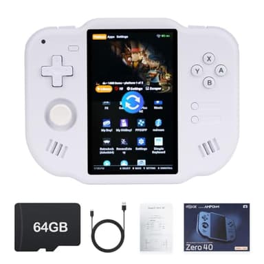 MagicX Zero 40 Handheld Game Console, 4.0 Inch IPS Screen Retro Video Games Consoles with 4300mAh Long Battery Life & 64GB TF Card Preloaded Games, WiFi Wireless Connection Classic System (White)​