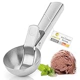 YasTant Premium Ice Cream Scoop with Trigger Ice Cream Scooper Stainless Steel, Heavy Duty Metal Icecream Scoop Spoon Dishwasher Safe, Perfect for Frozen Yogurt, Gelatos, Sundaes, Large Silver