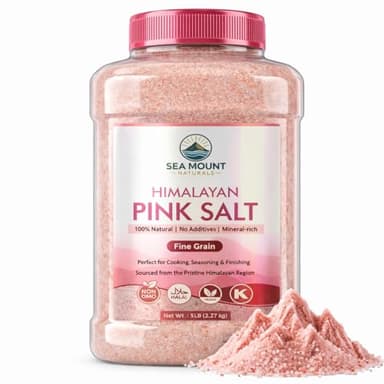 Himalayan Pink Salt Fine Grain 80oz (5 Pound), Kosher Certified, Non-GMO, Pure Mineral-Rich Pink Himalayan Sea Salt, For Cooking, Seasoning, Baking & Table Salt - Sea Mount Naturals
