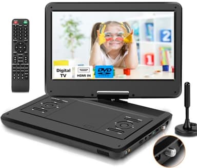 Feihe 16.5" Portable TV/DVD Player Combo with 14.0" Large HD Swivel Screen and Digital TV ATSC Tuner/HDMI/USB/AV/Audio, Built-in Battery, Dual High Volume Stereo Speakers