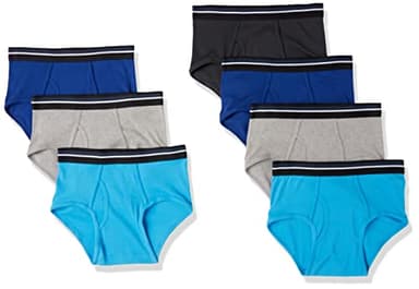 Amazon Essentials Men's Cotton Breathable Tag-Free Briefs Underwear, Pack of 7, Black/Blue/Grey, Medium
