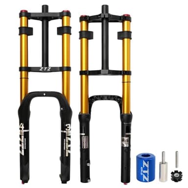 26 Inch 4.0 Fat Tire Bike Air Suspension Fork - 180mm Travel, 135mm Hub Spacing, Rebound Adjust Straight Tube MTB Manual Lockout QR 9mm, Double Shoulder Bicycle Front Forks for Fat Snow Beach E-Bike