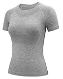 Stelle Womens Short Sleeve Athletic Shirts Slim Fit Breathable Running Shirts Moisture Wicking Yoga Workout Tops (Grey,M)