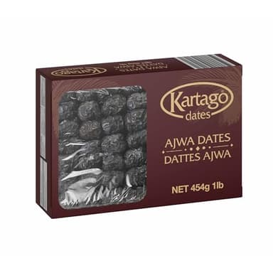 Kartago Ajwa Dates – Premium Saudi Ajwa Dates from Madinah 1lb | Soft & Rich Flavor | No Added Sugar | Naturally Healthy Superfood