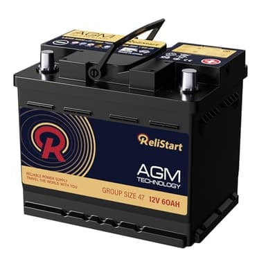 AGM Battery BCI Group 47 Car Battery-12v 60Ah H5 Size 47 Automotive Battery, 12V Battery Start and Stop Rechargeable Auto Starting Power, Deep Cycle,105RC, 680CCA