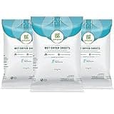 Grab Green Wet Dryer Sheets, 96 Count, Fragrance Free, Plant Based, Softens Fabrics, Reduces Static Cling and Wrinkles